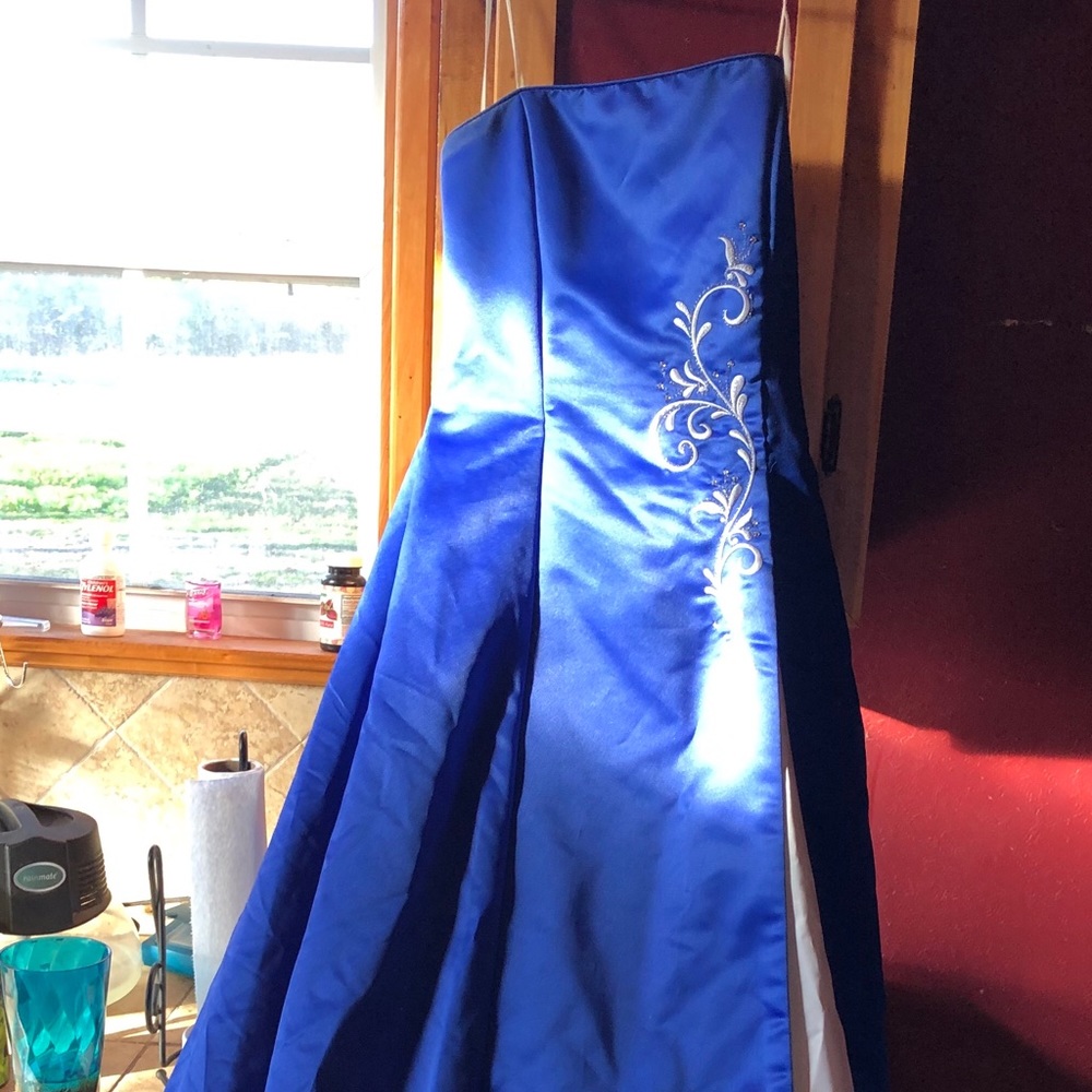 Royal Blue and White prom dress